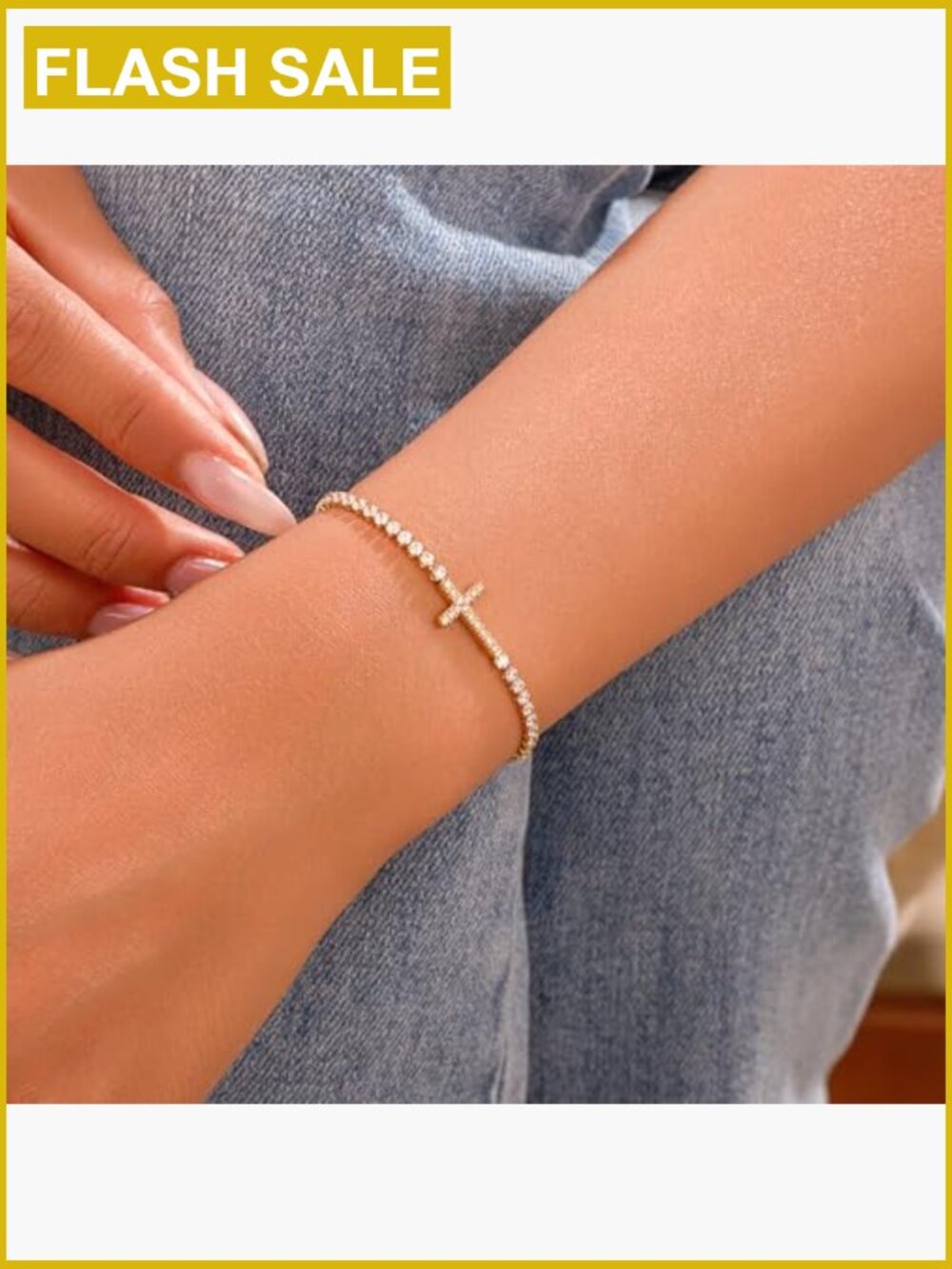 18k Gold Plated Tennis Bracelet Non Tarnish CZ Diamond Crystal Adjustable - Picture 3 of 7